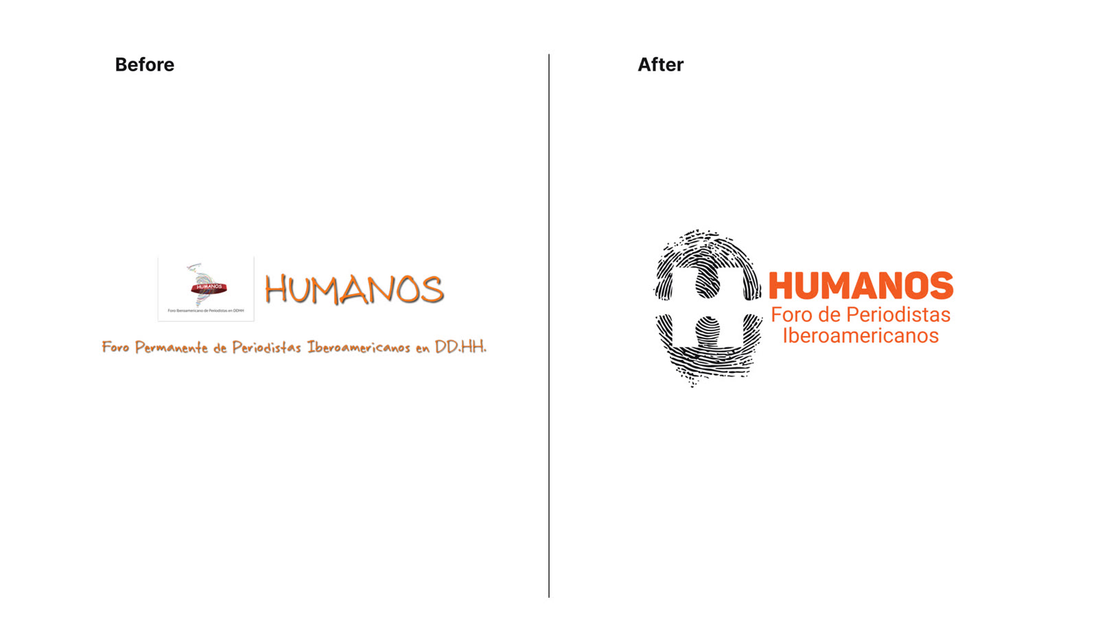 Humanos brand identity — Before and after