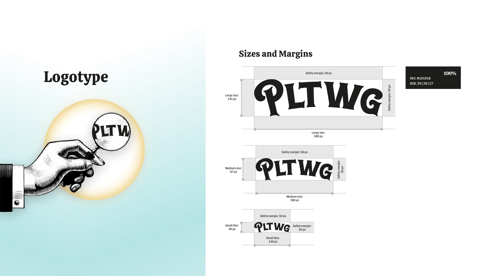TCP brand identity — Logotype sizes