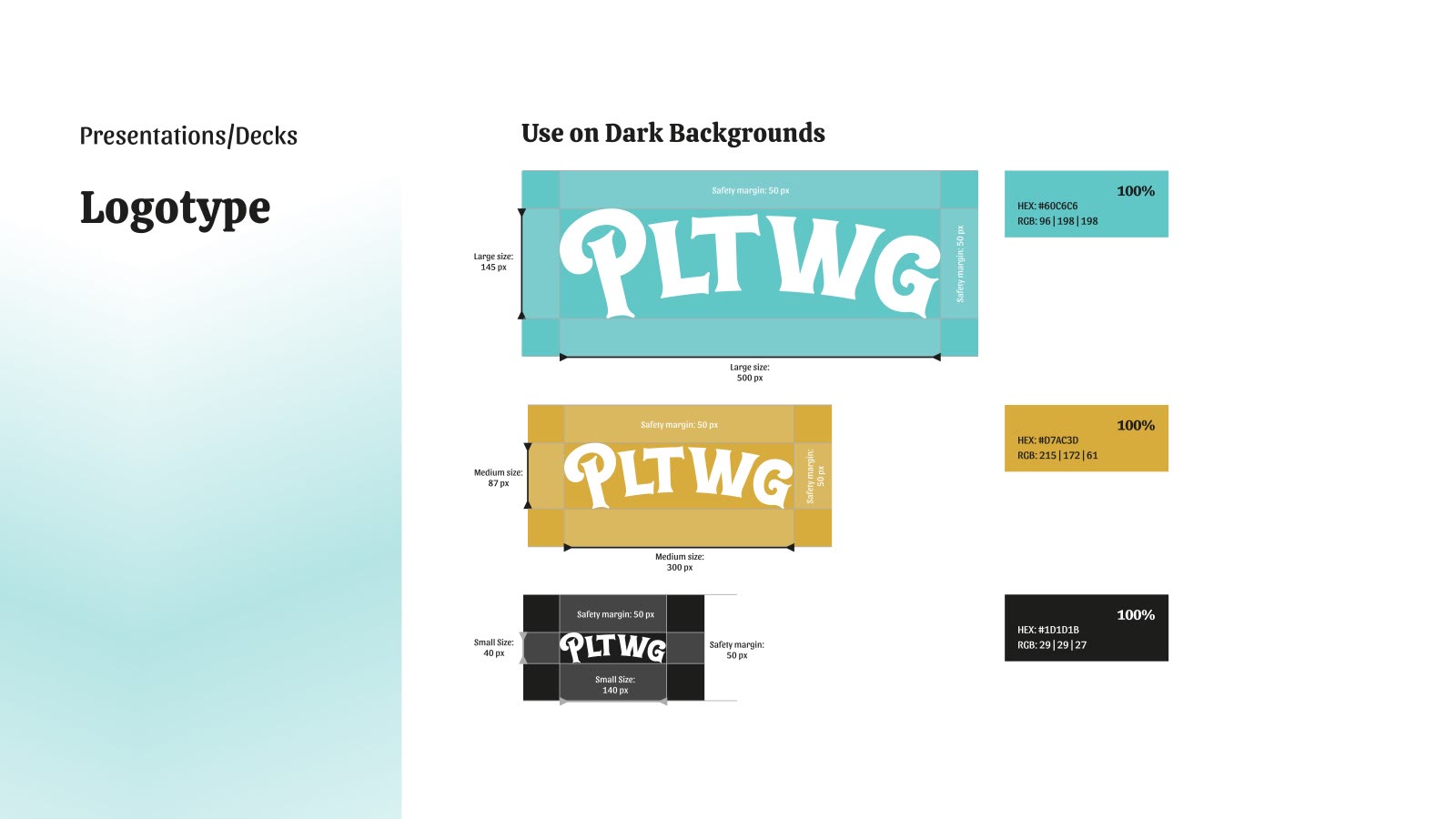 TCP brand identity — On dark backgrounds