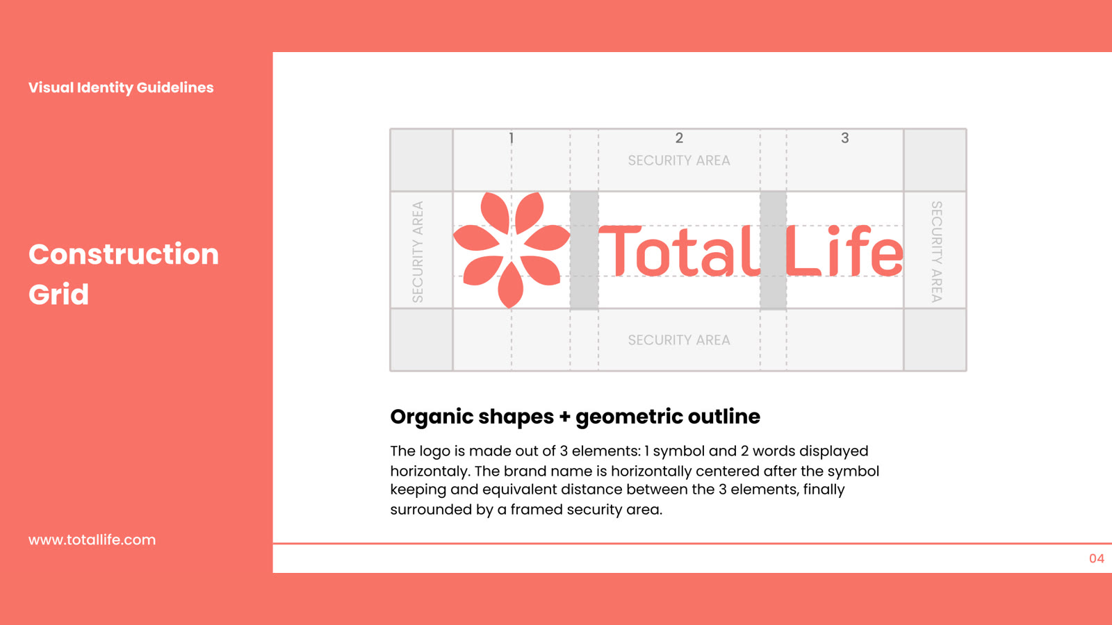 Totallife brand identity — Construction grid