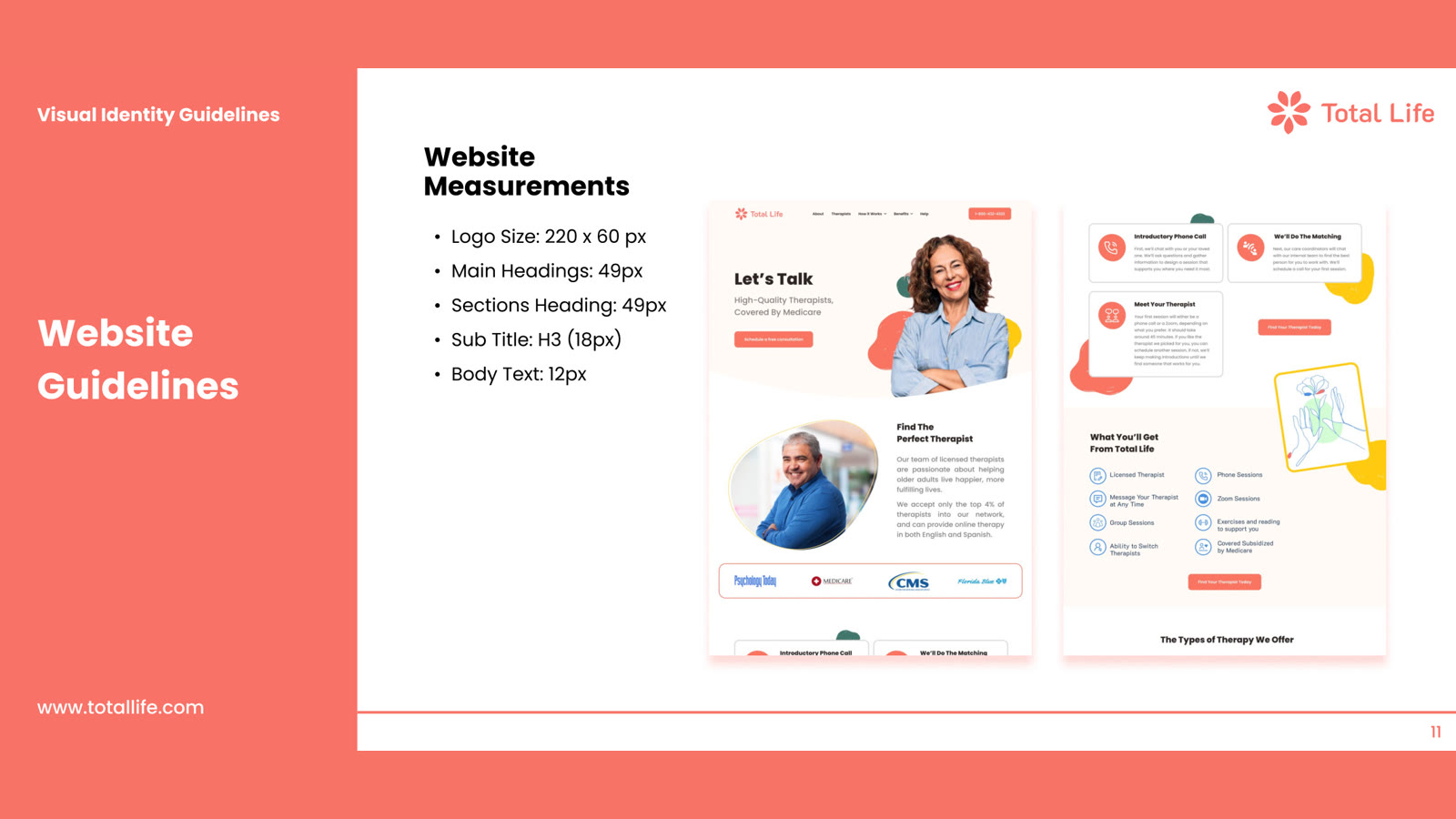 Totallife brand identity — Website